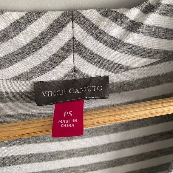 Vince Camuto Sleeveless Grey Striped Jersey Maxi Dress - Picture 10 of 11